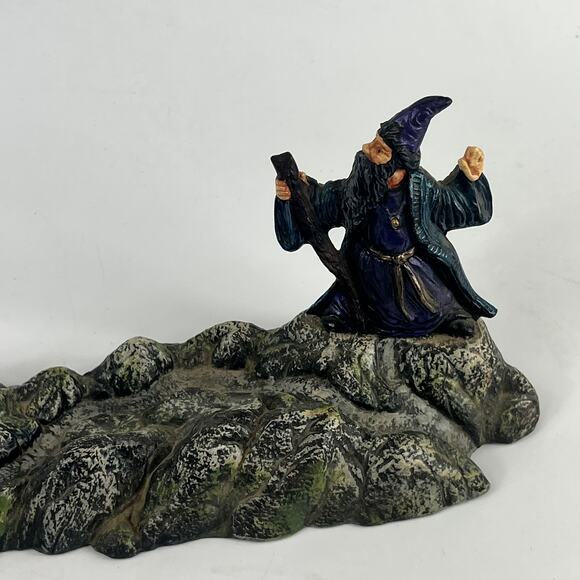 Vintage Wizard & Dragon Resin Incense Holder Signed Kim '99 14" Fantasy Decor - Picture 2 of 11